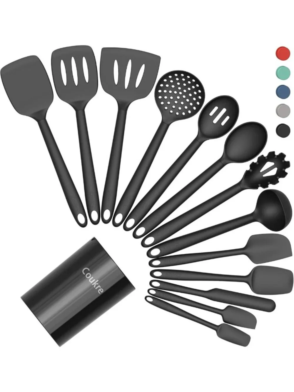 14-Piece Heat Resistant Silicone Cooking Utensils Set | BPA-Free, Dishwasher